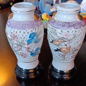 PIERCED PORCELAIN BUD VASES